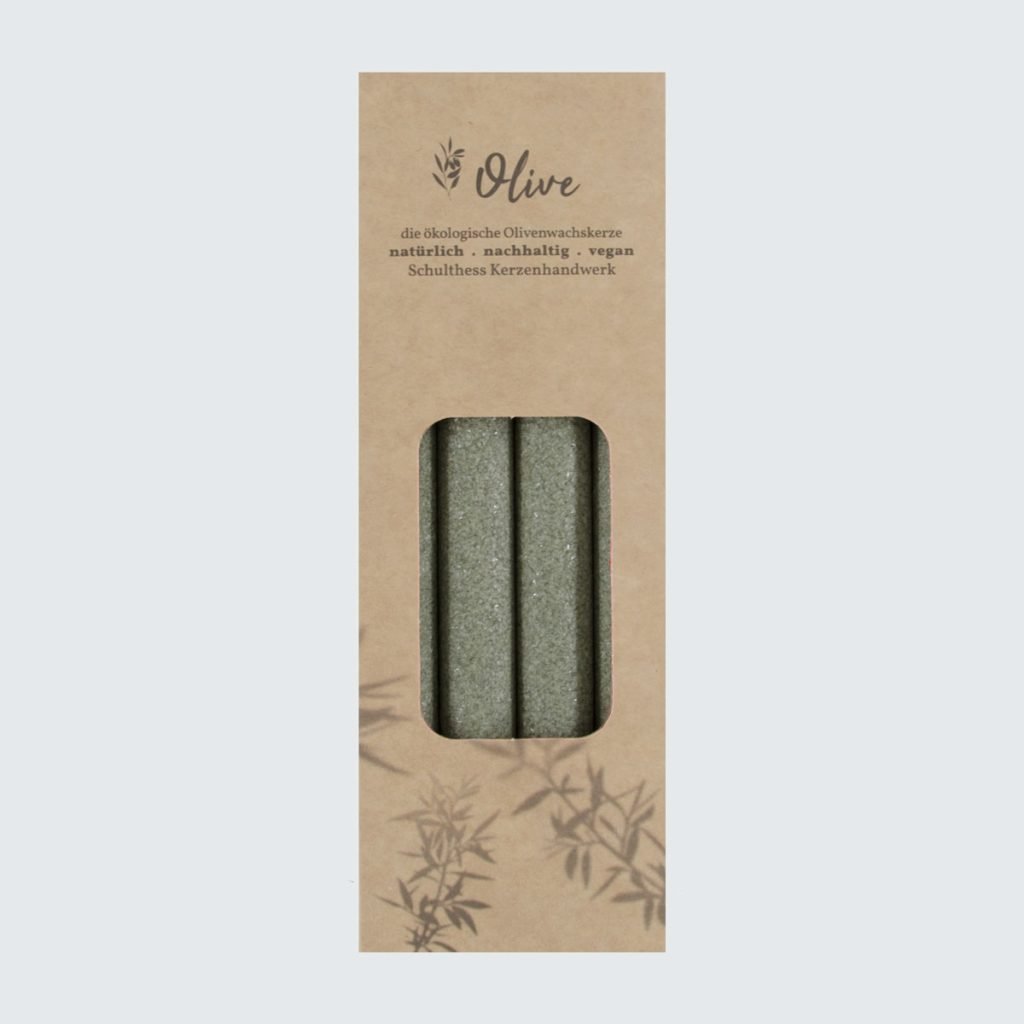 Olivenstabkerze - Salbei dunkel 325