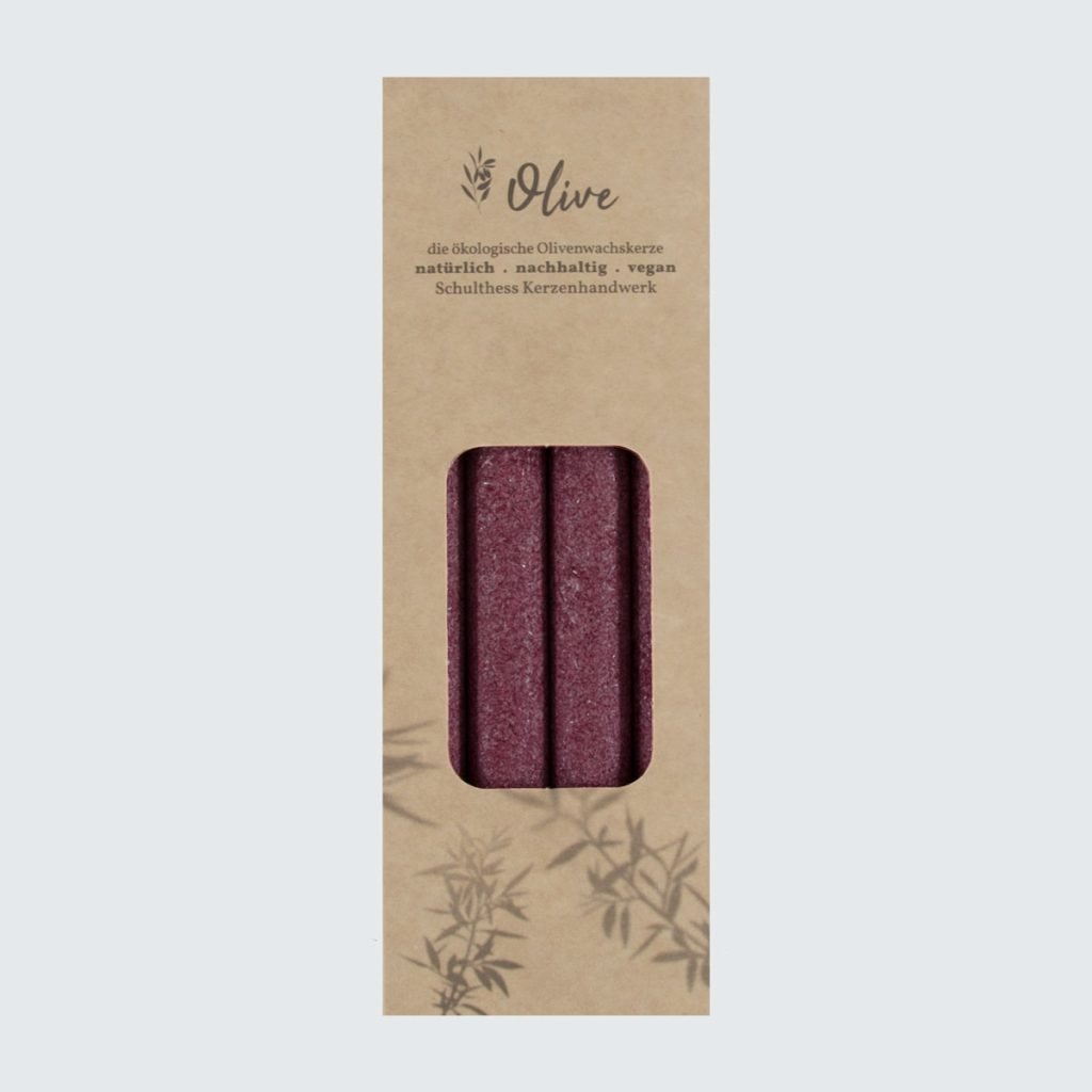 Olivenstabkerzen - Weinrot 24