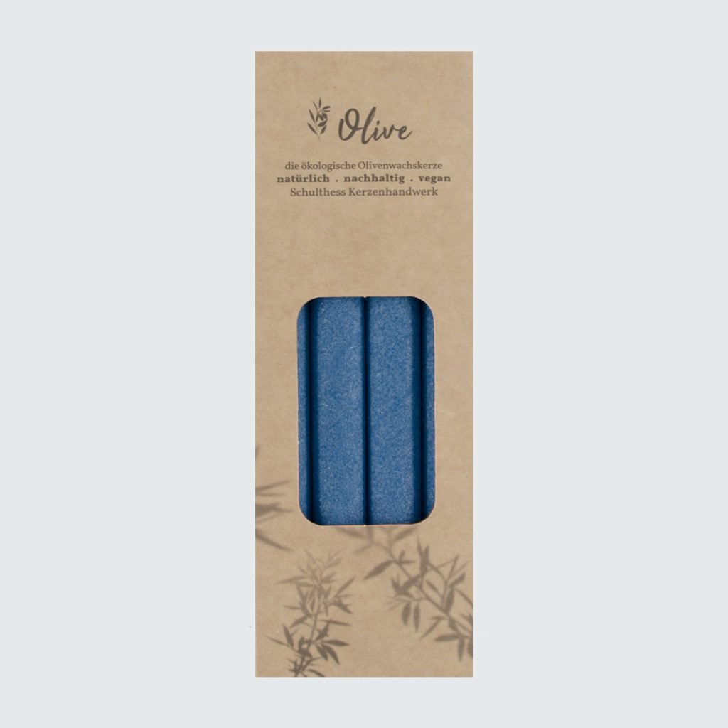 Olivenstabkerzen - Seeblau 47