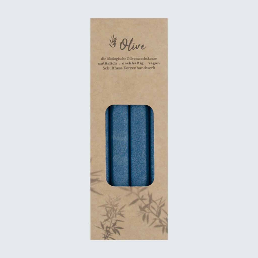 Olivenstabkerzen - Stahlblau dunkel 522