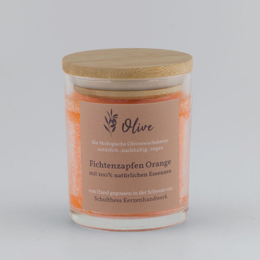 Klarglas mit Olivenwachs - Fichtenzapfen Orangenblüte