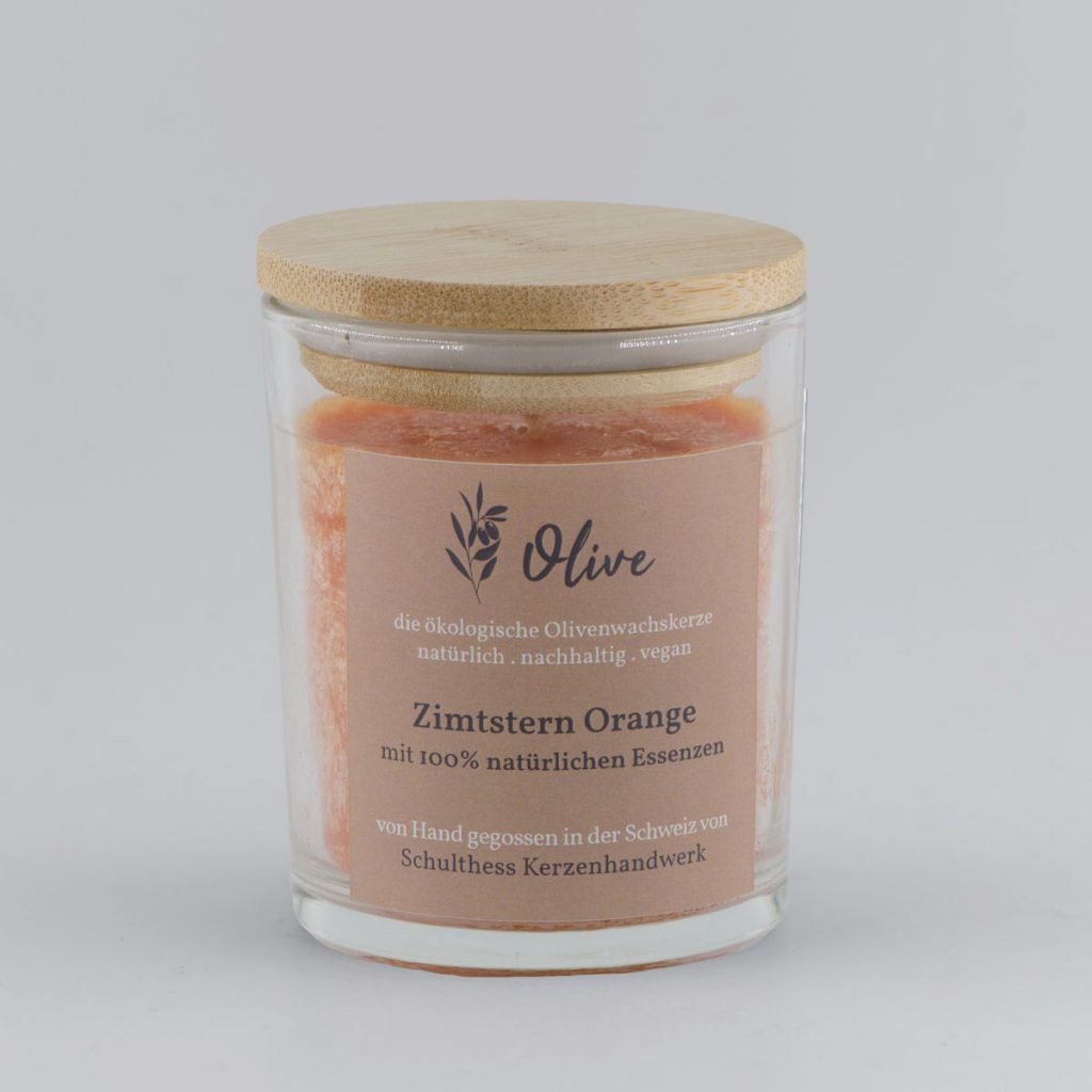 Klarglas mit Olivenwachs - Zimtstern Orange
