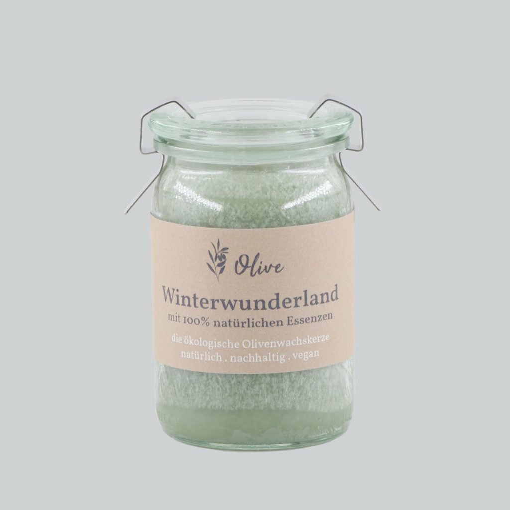 Mini Weckglas mit Olivenwachs - Winterwunderland