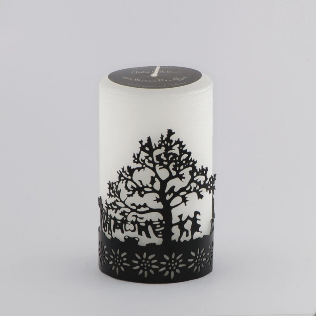 Kerzen mit Metallring Baum